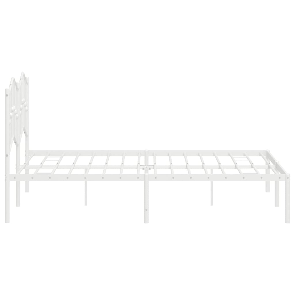 Bed frame with headboard metal white 135x190 cm