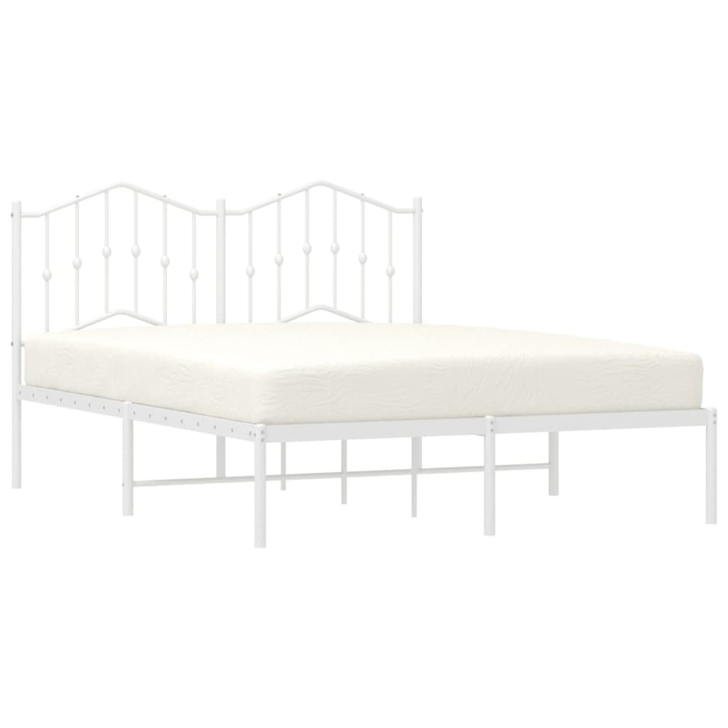 Bed frame with headboard metal white 140x190 cm