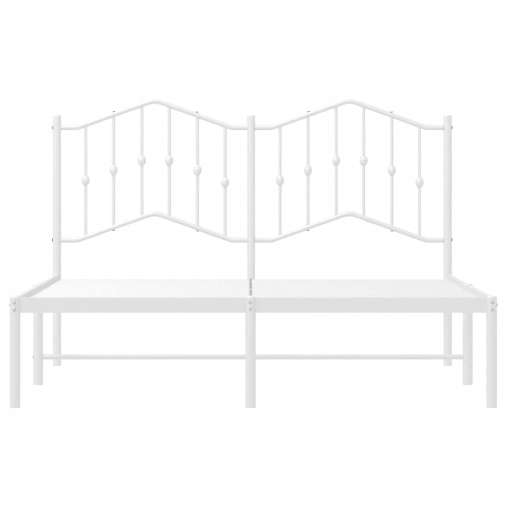 Bed frame with headboard metal white 140x190 cm