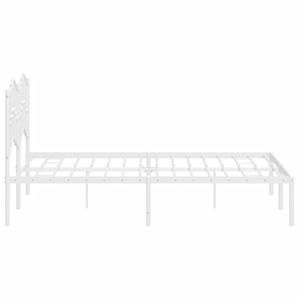 Bed frame with headboard metal white 140x190 cm