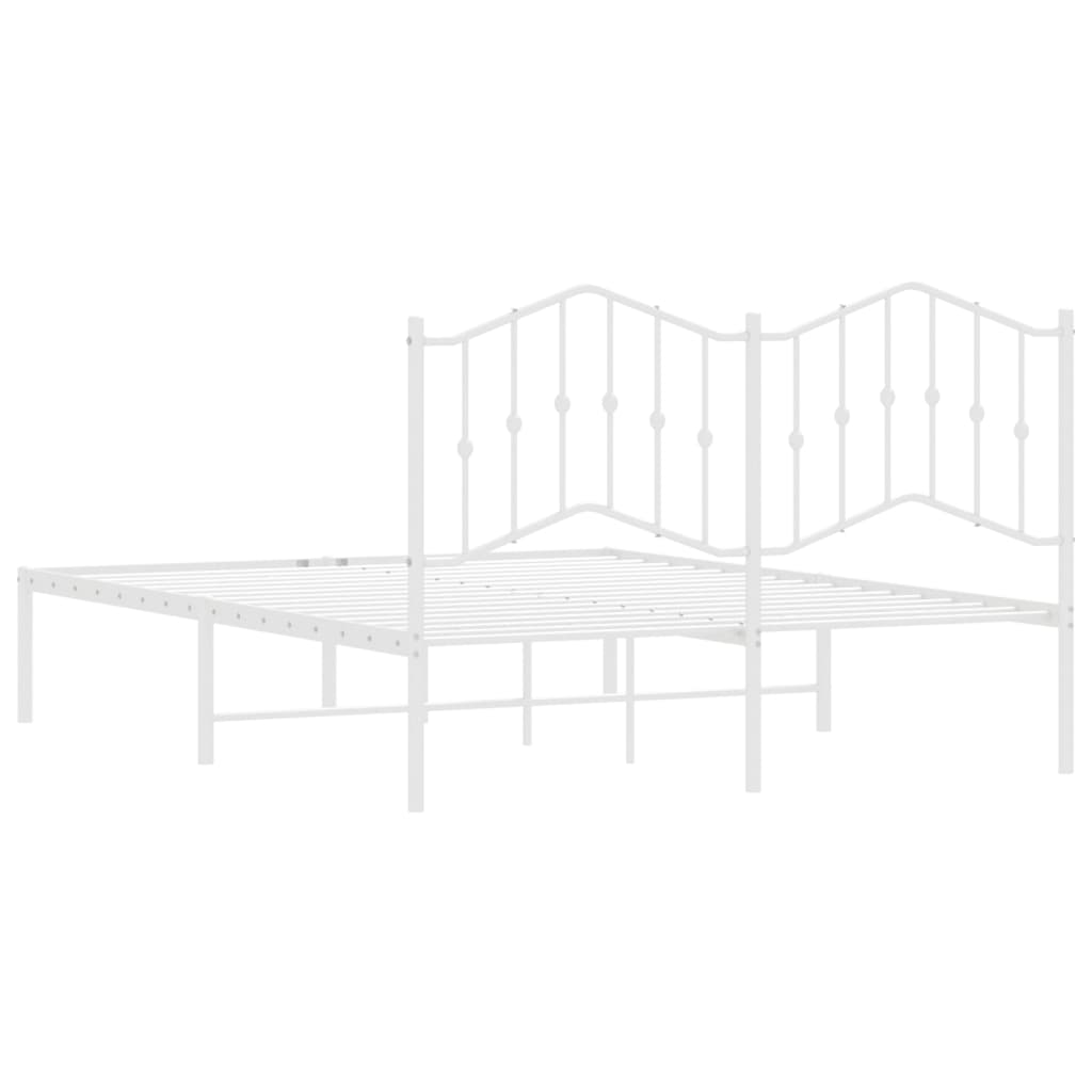 Bed frame with headboard metal white 140x190 cm