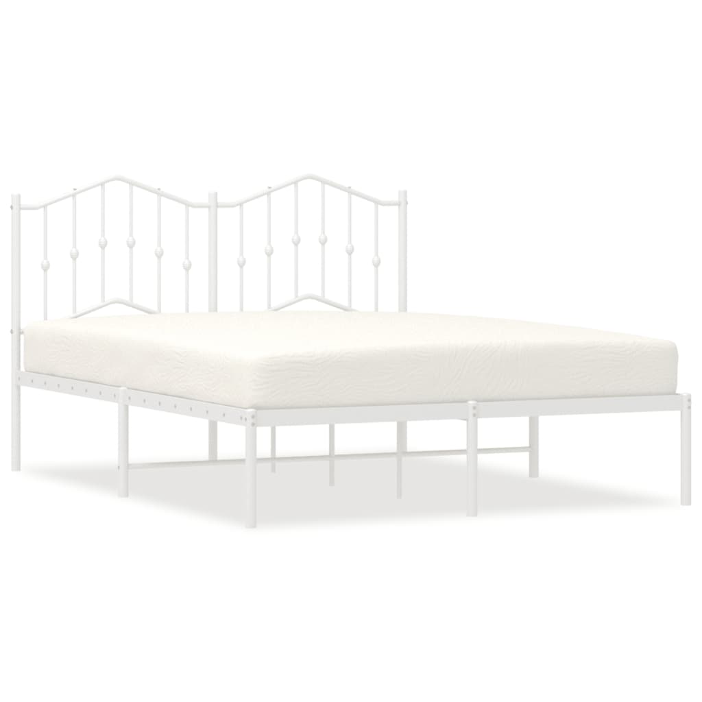 Bed frame with headboard metal white 140x200 cm