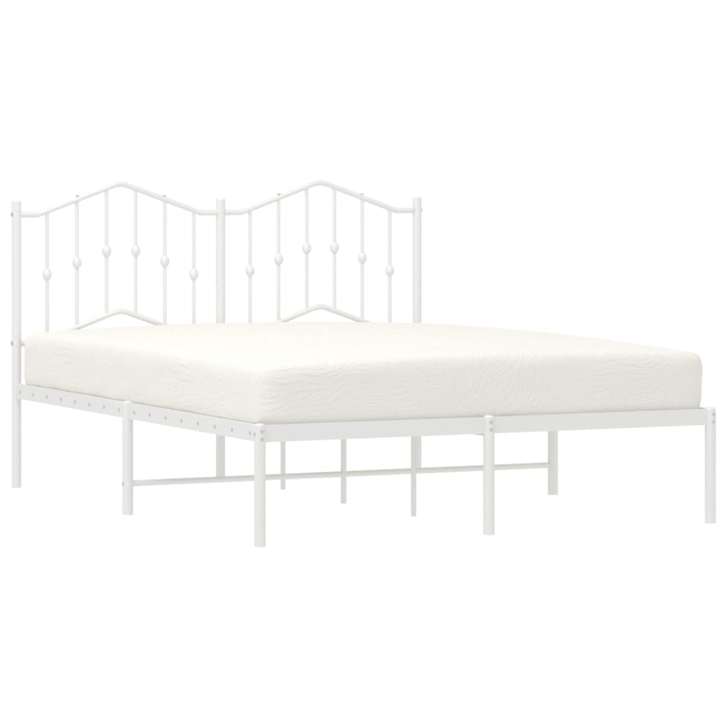 Bed frame with headboard metal white 140x200 cm