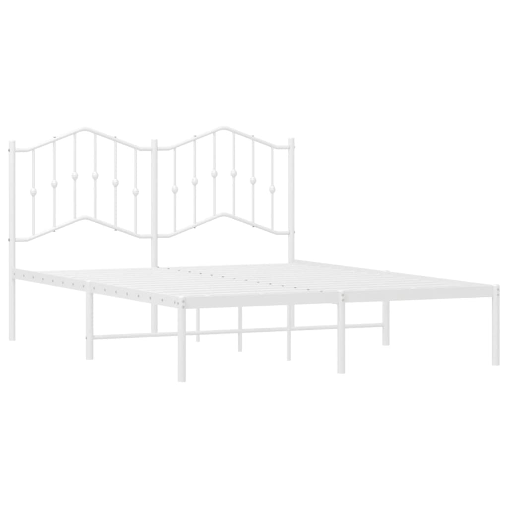 Bed frame with headboard metal white 140x200 cm