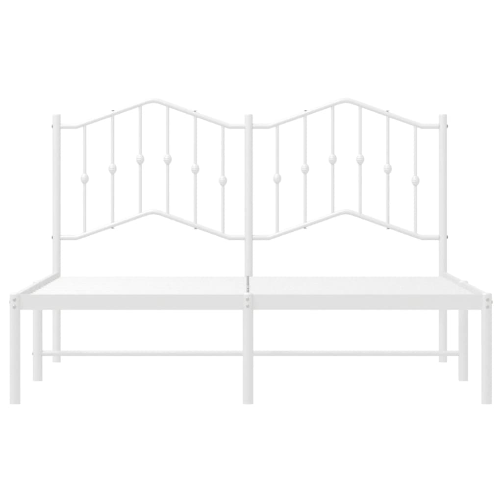 Bed frame with headboard metal white 140x200 cm