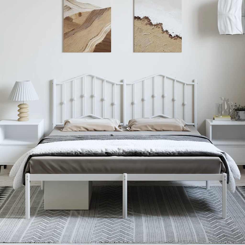 Bed frame with headboard metal white 150x200 cm