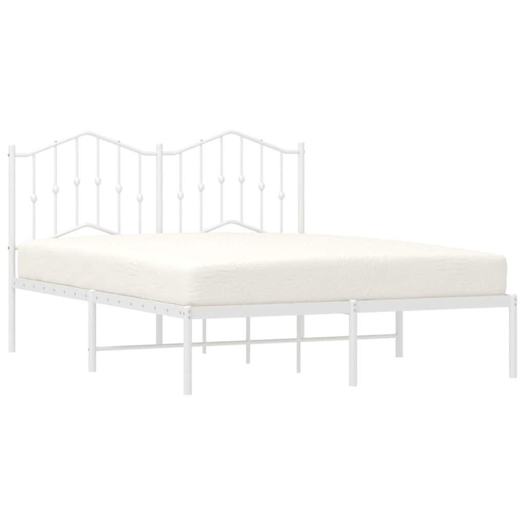 Bed frame with headboard metal white 150x200 cm