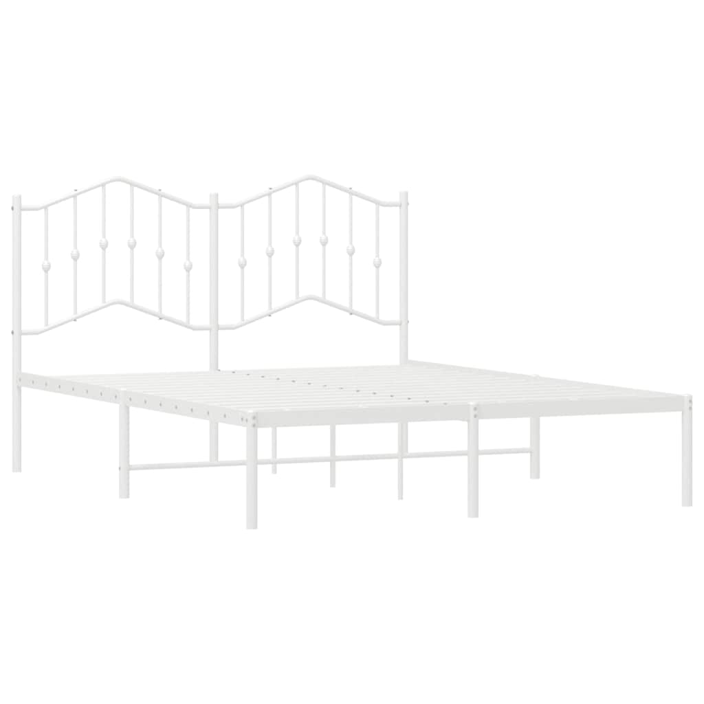 Bed frame with headboard metal white 150x200 cm