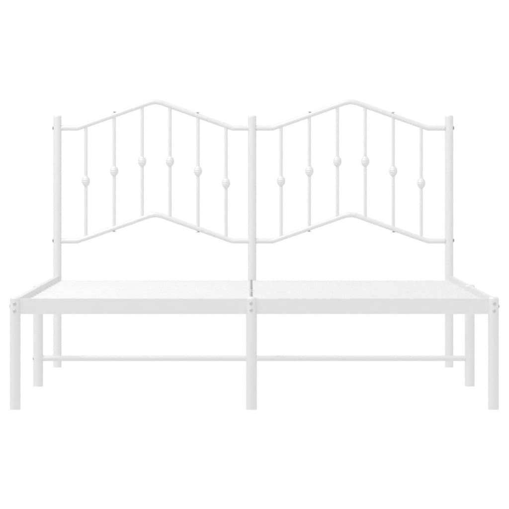 Bed frame with headboard metal white 150x200 cm