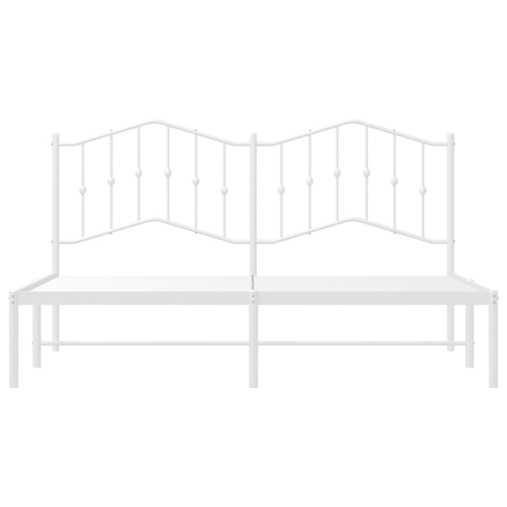 Bed frame with headboard metal white 160x200 cm