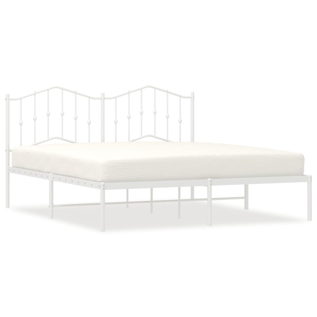 Bed frame with headboard metal white 180x200 cm