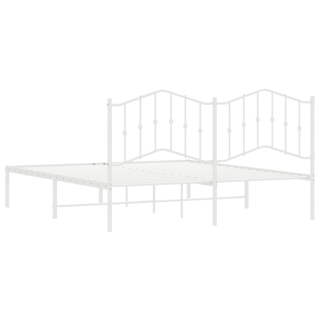 Bed frame with headboard metal white 180x200 cm