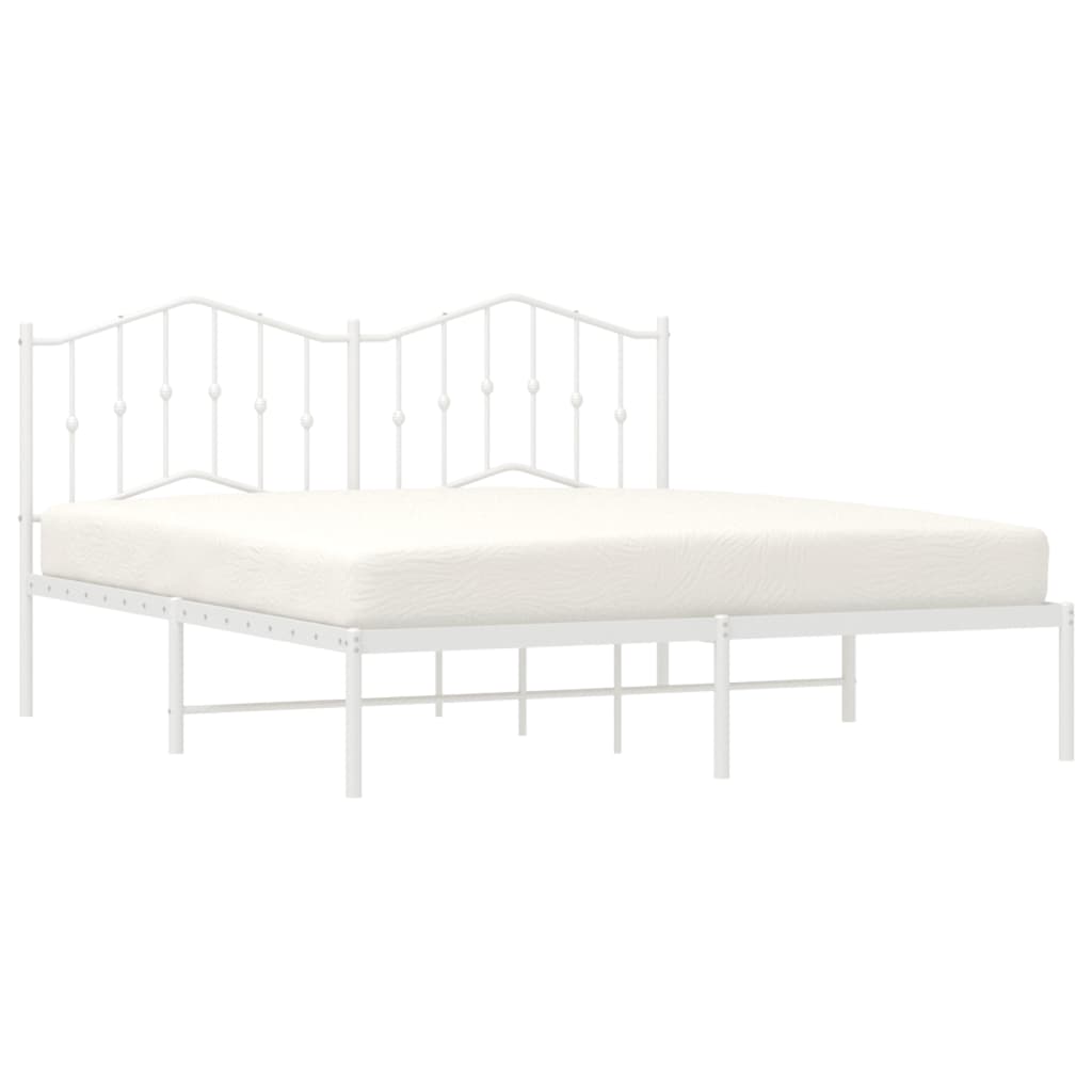 Bed frame with headboard metal white 183x213 cm