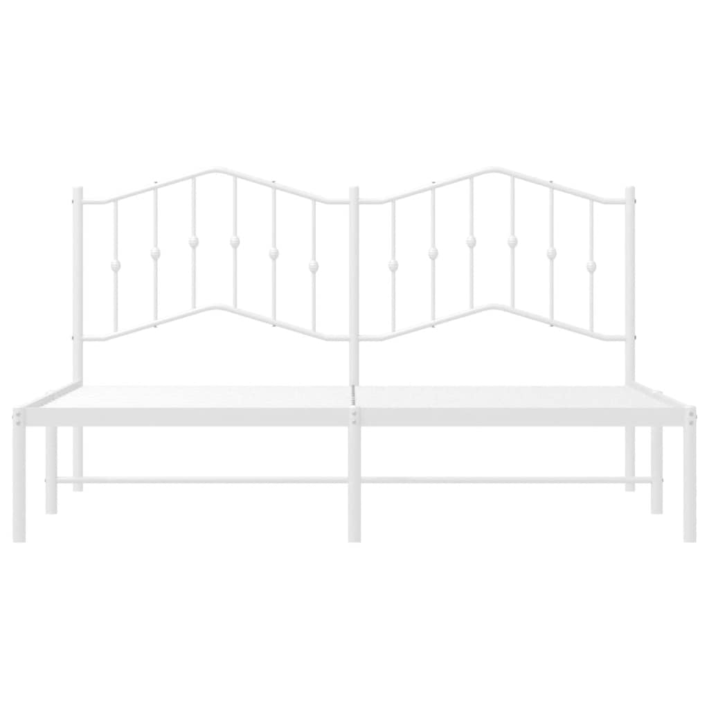 Bed frame with headboard metal white 183x213 cm