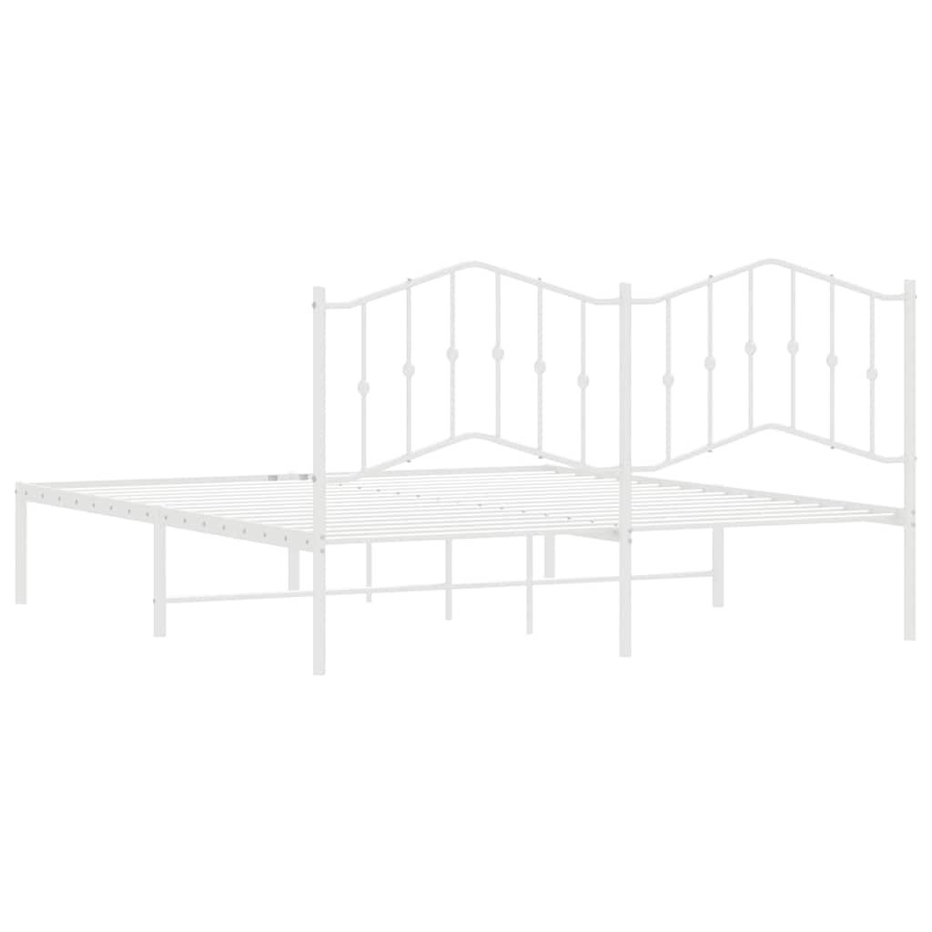 Bed frame with headboard metal white 183x213 cm