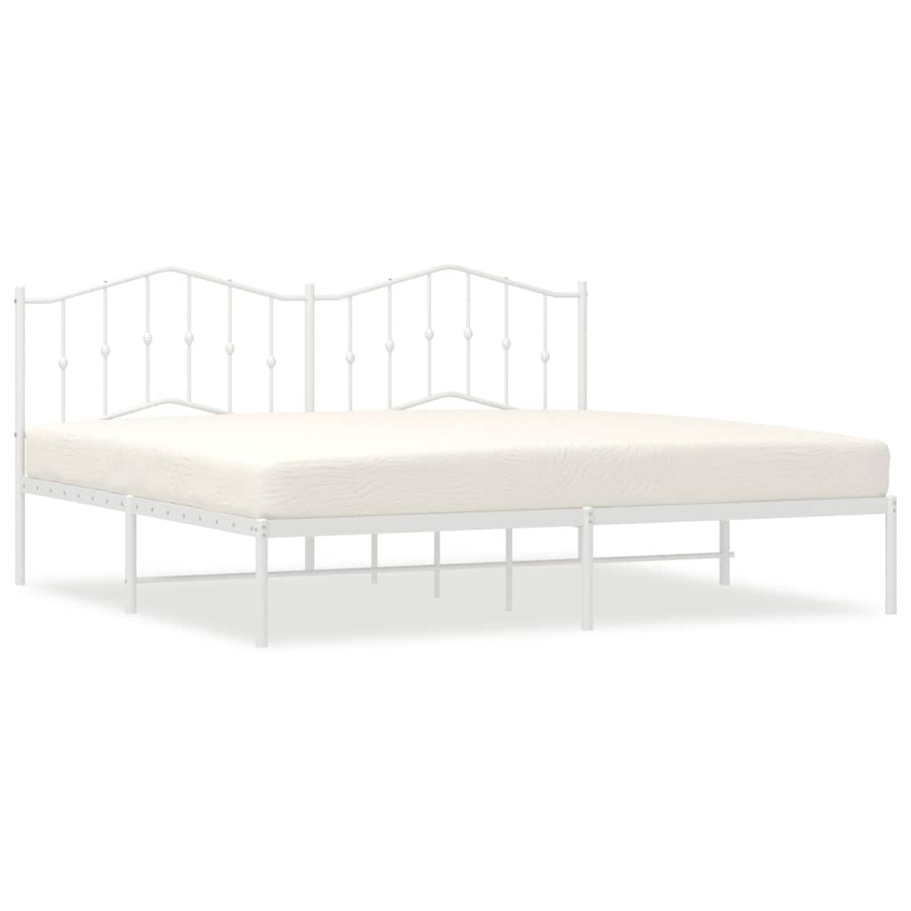 Bed frame with headboard metal white 193x203 cm