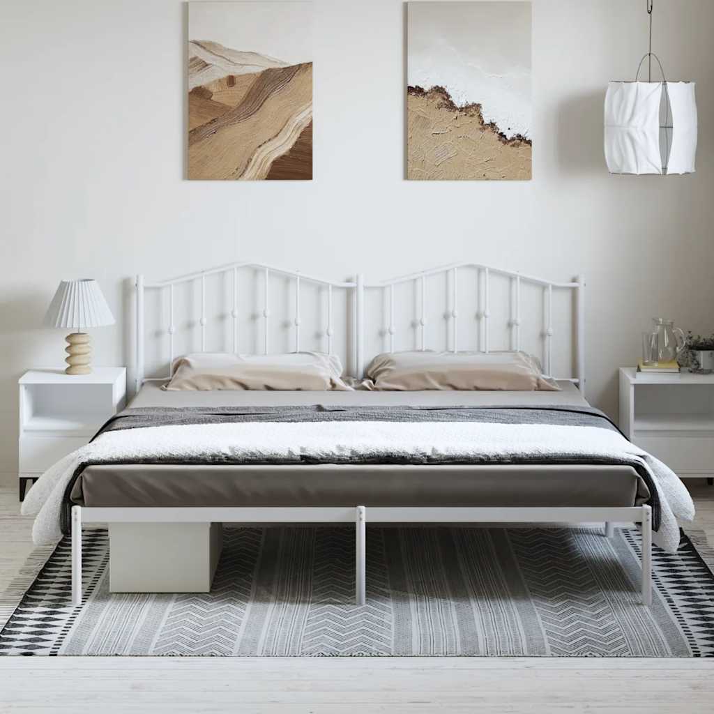 Bed frame with headboard metal white 193x203 cm