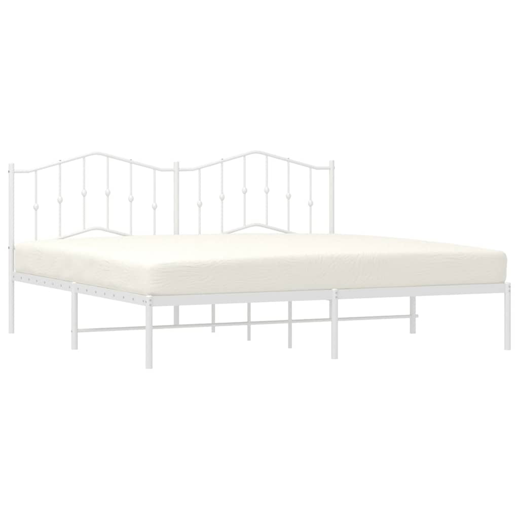 Bed frame with headboard metal white 193x203 cm