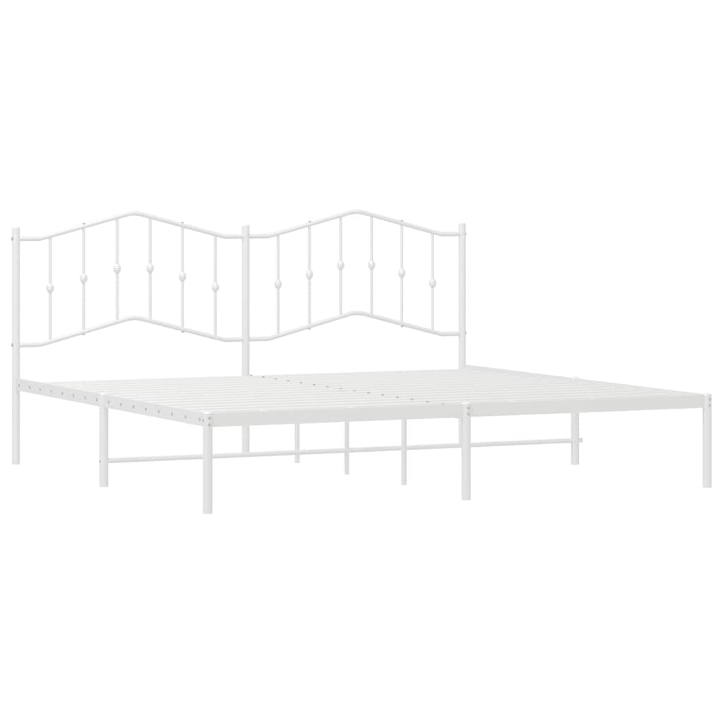 Bed frame with headboard metal white 193x203 cm