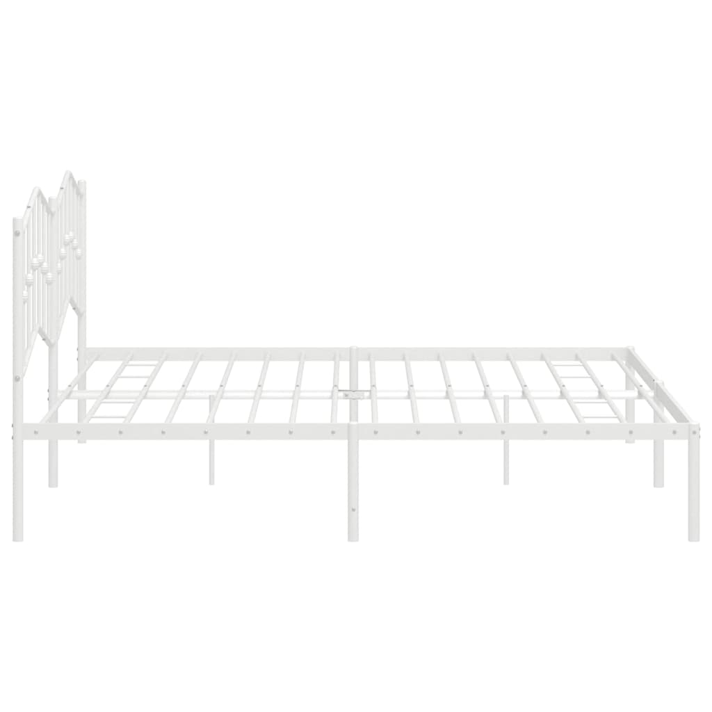 Bed frame with headboard metal white 193x203 cm