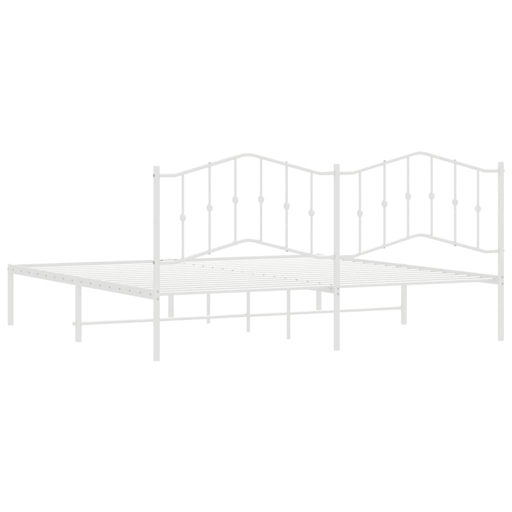 Bed frame with headboard metal white 193x203 cm