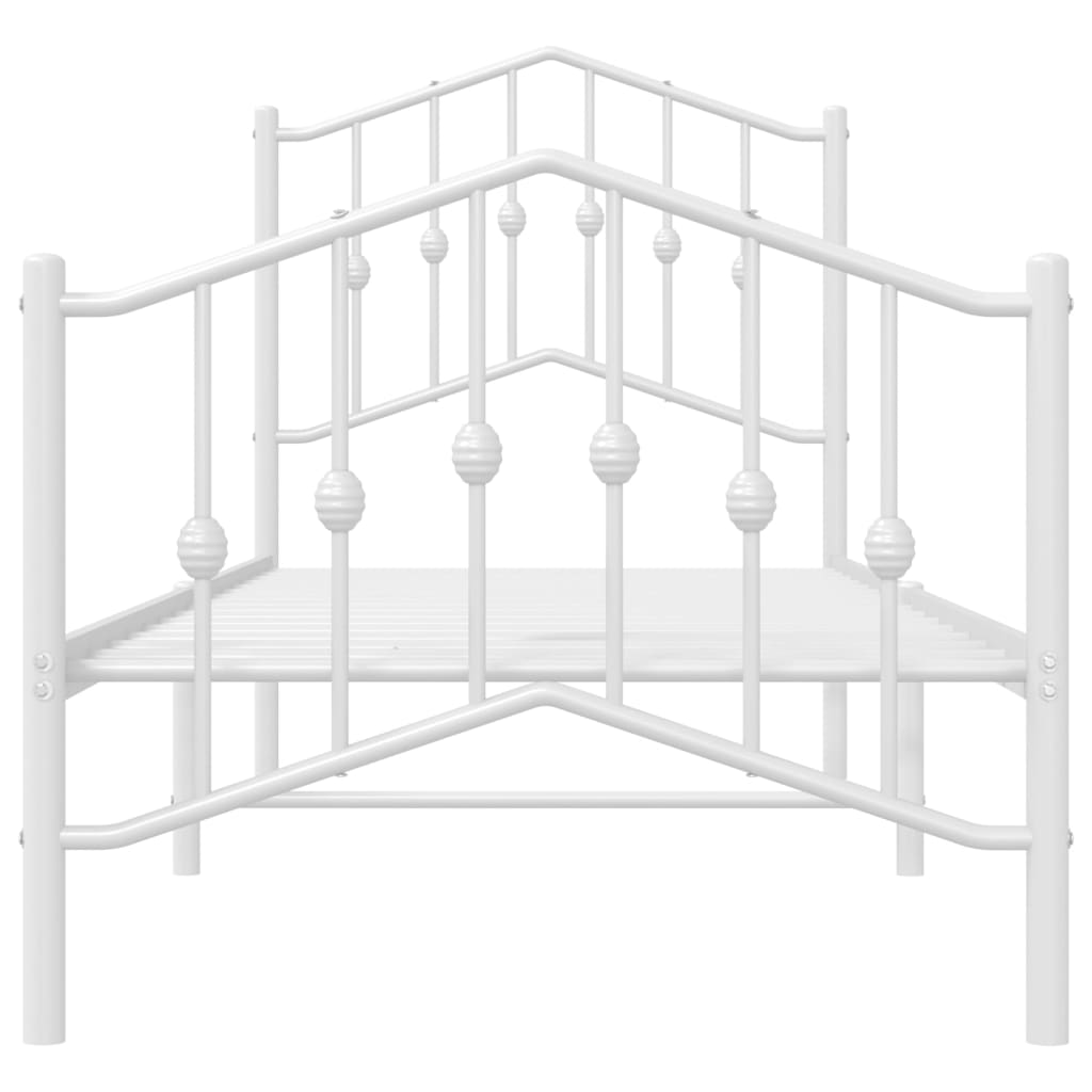 Bed frame with head and footboard metal white 75x190 cm