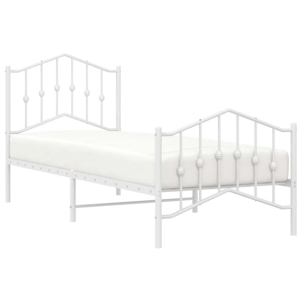 Bed frame with head and footboard metal white 80x200 cm