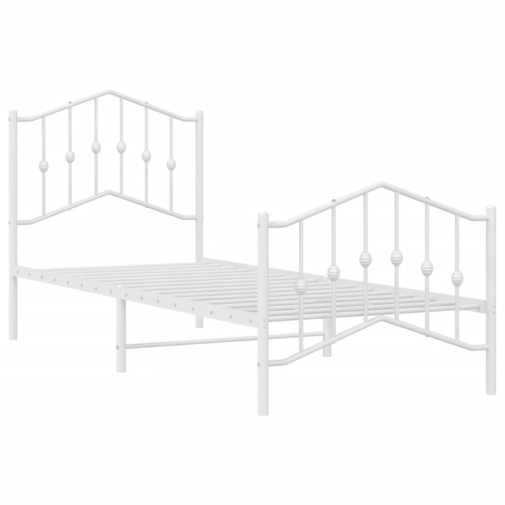 Bed frame with head and footboard metal white 80x200 cm