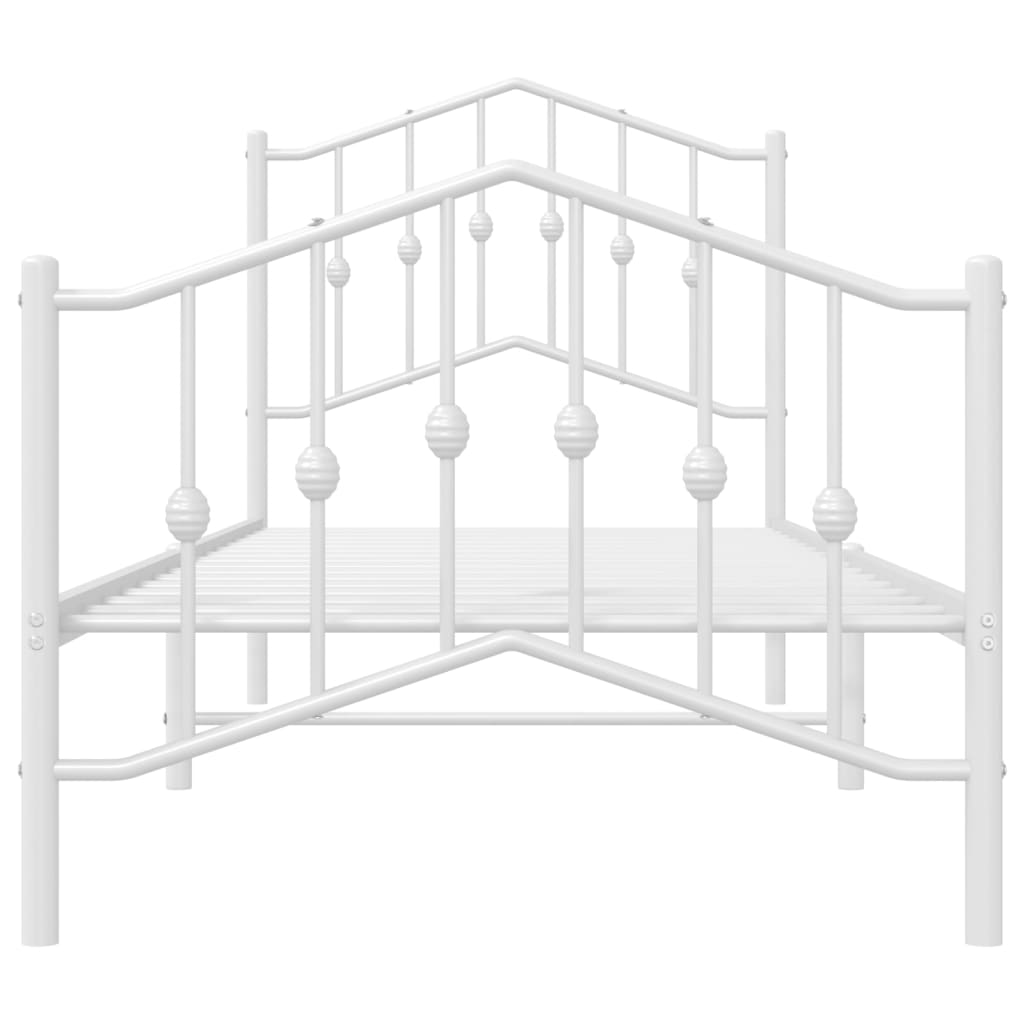 Bed frame with head and footboard metal white 80x200 cm