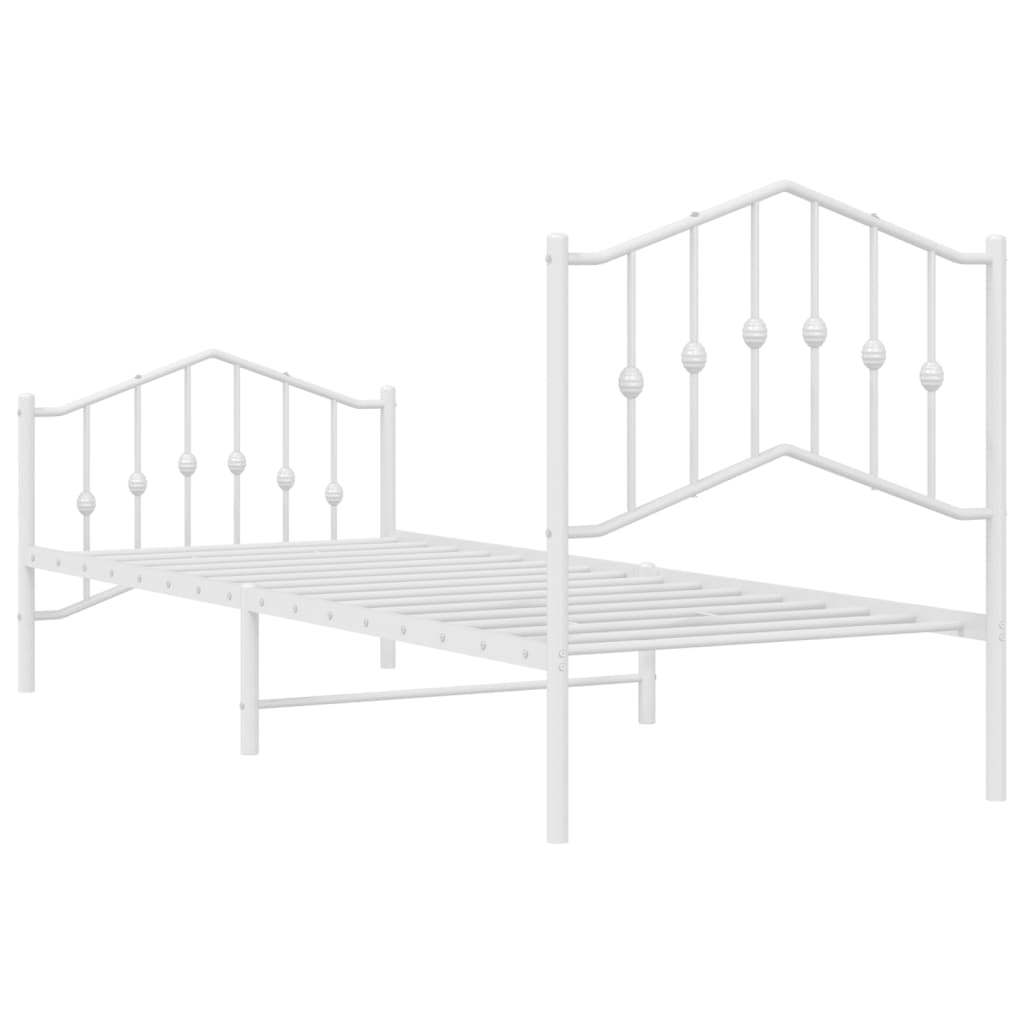 Bed frame with head and footboard metal white 80x200 cm