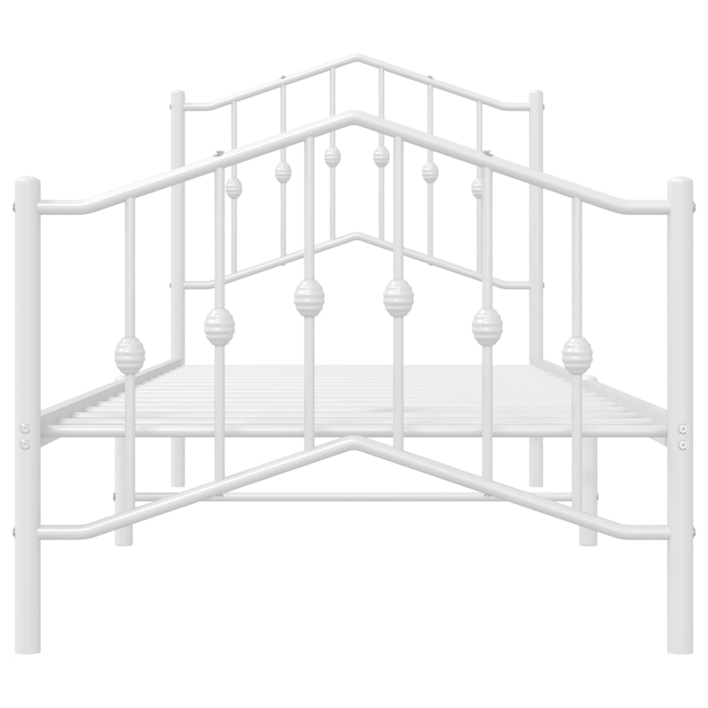 Bed frame with head and footboard metal white 90x190 cm