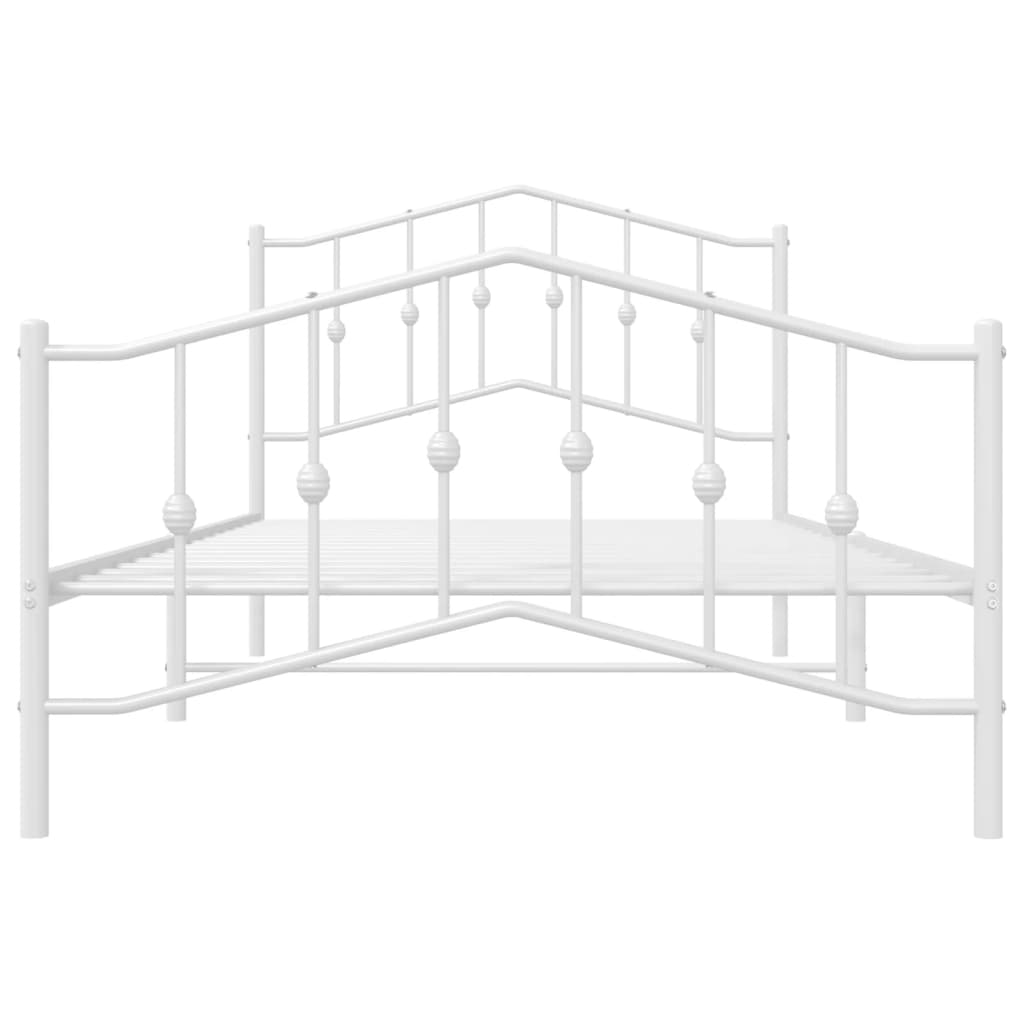 Bed frame with head and footboard metal white 107x203 cm