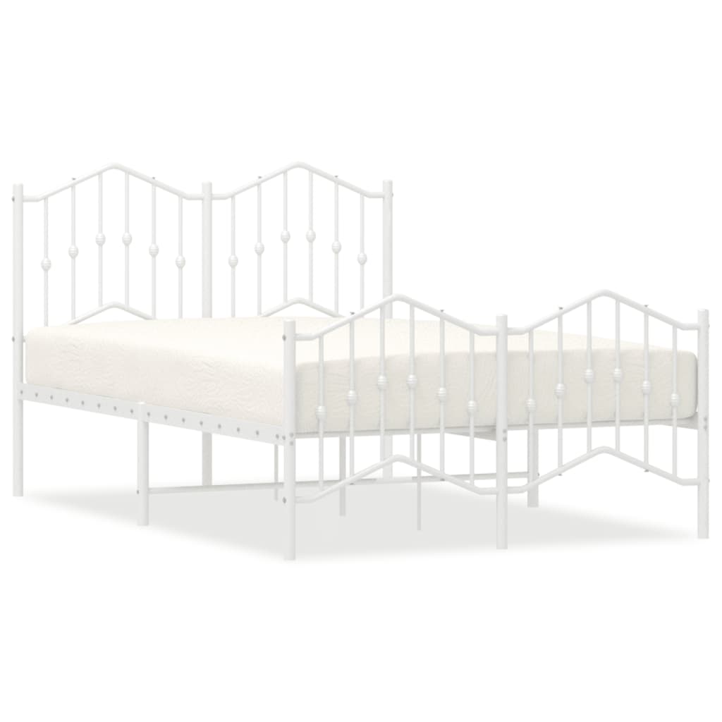 Bed frame with head and footboard metal white 120x190 cm