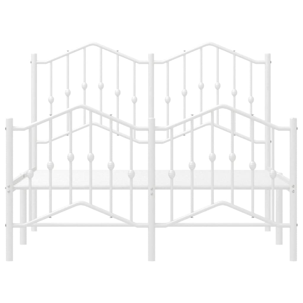 Bed frame with head and footboard metal white 120x190 cm