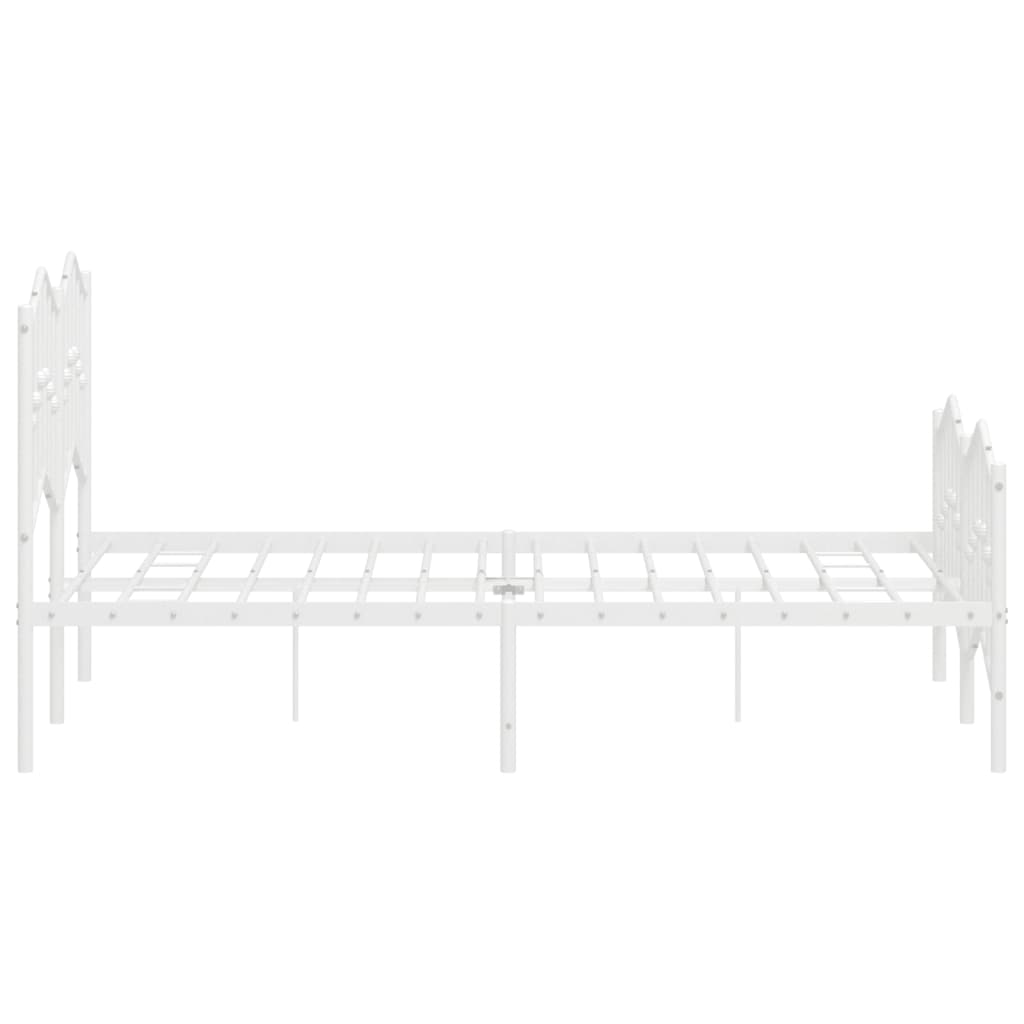 Bed frame with head and footboard metal white 120x190 cm