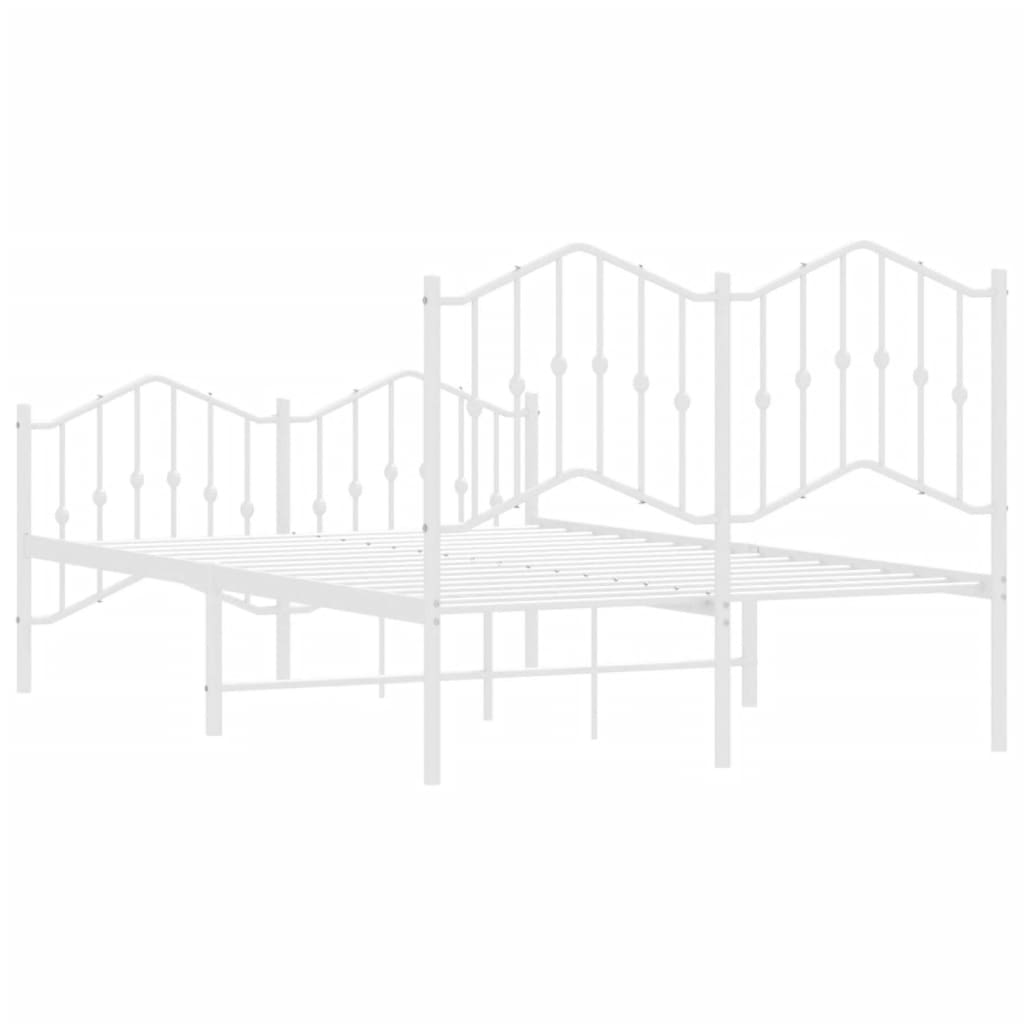 Bed frame with head and footboard metal white 120x190 cm