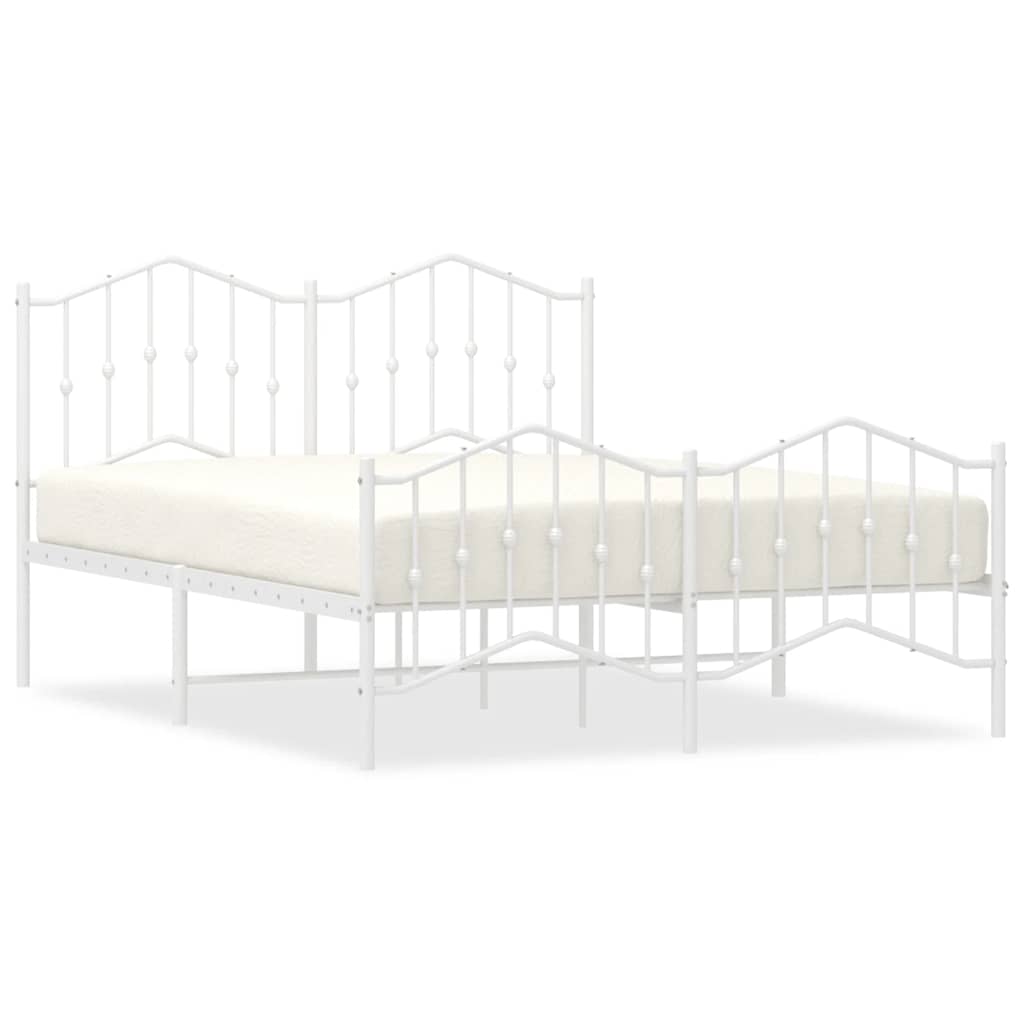 Bed frame with head and footboard metal white 135x190 cm