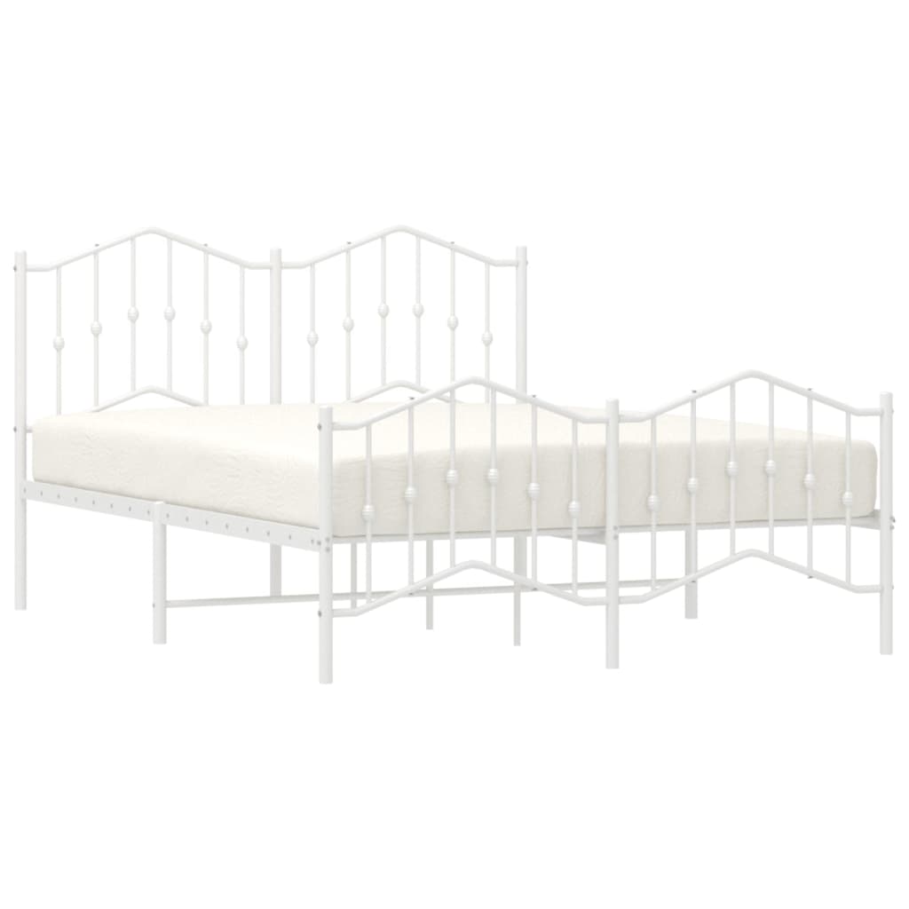 Bed frame with head and footboard metal white 135x190 cm