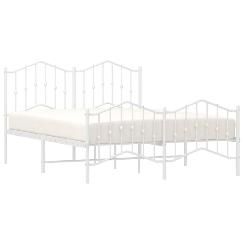 Bed frame with head and footboard metal white 135x190 cm