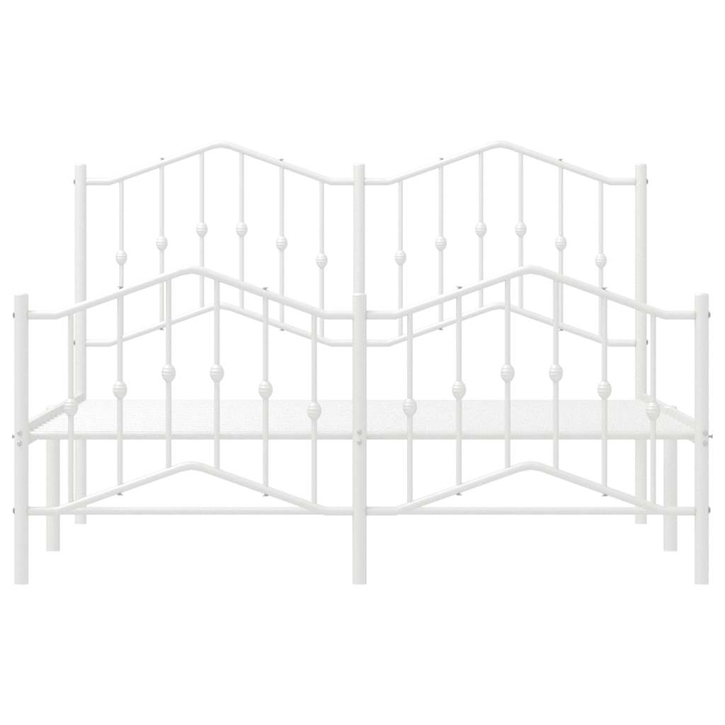 Bed frame with head and footboard metal white 135x190 cm