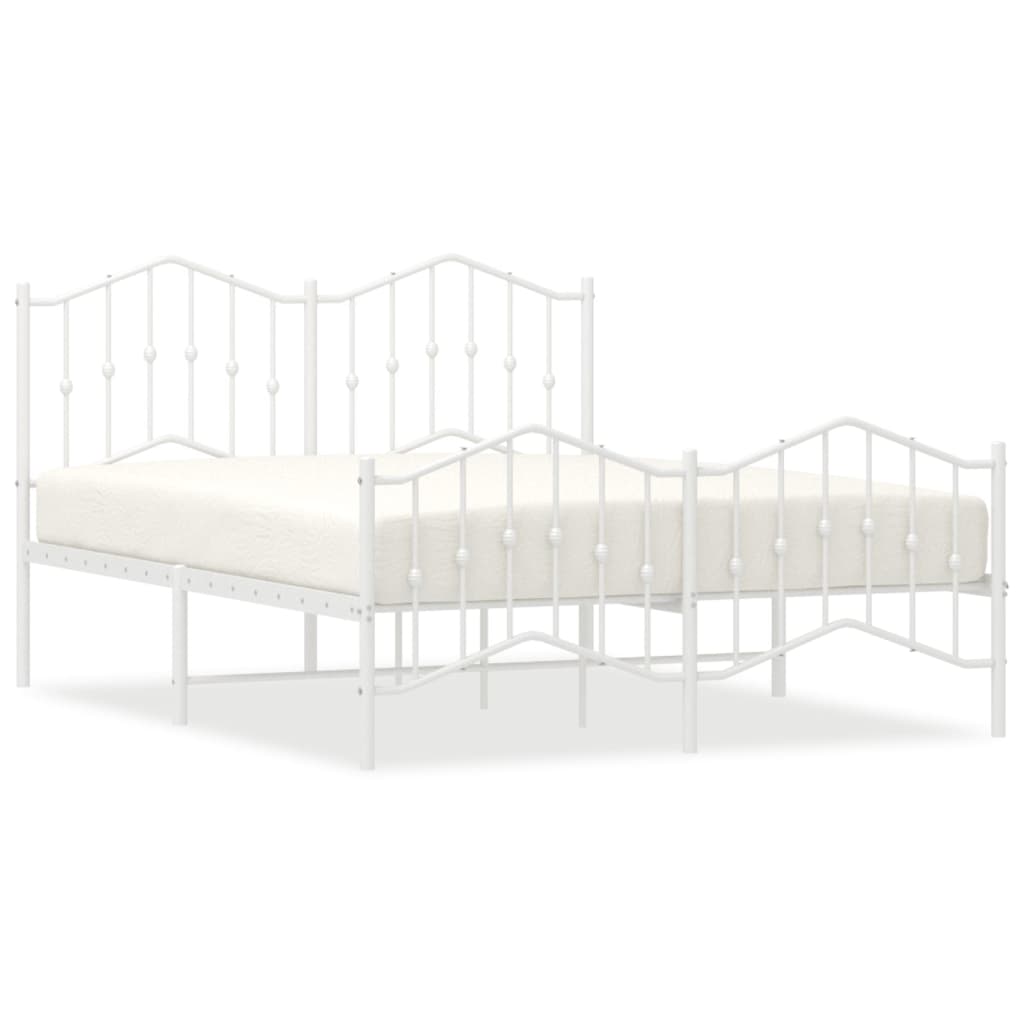 Bed frame with head and footboard metal white 140x190 cm