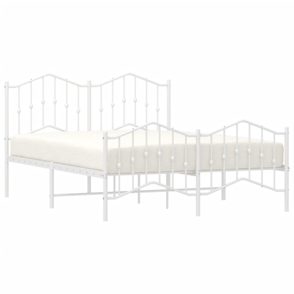 Bed frame with head and footboard metal white 140x200 cm