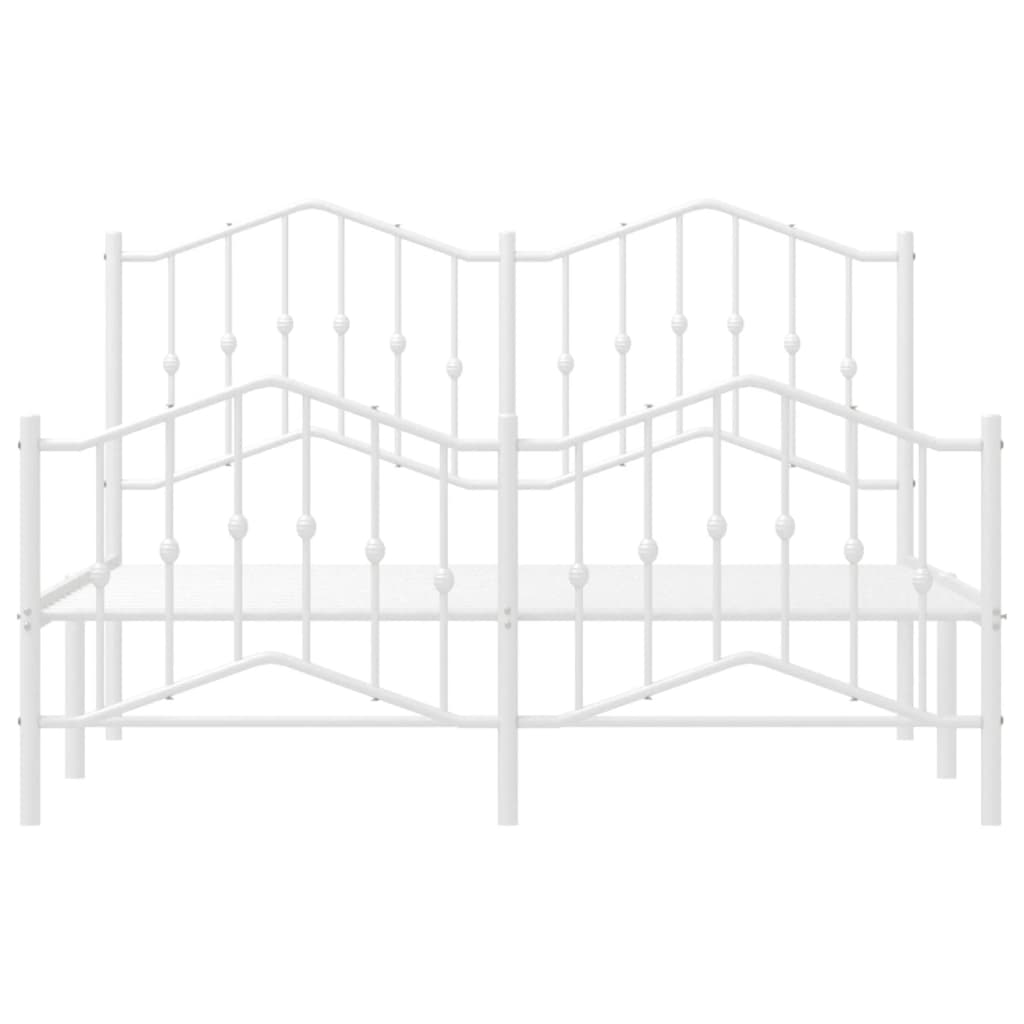 Bed frame with head and footboard metal white 140x200 cm