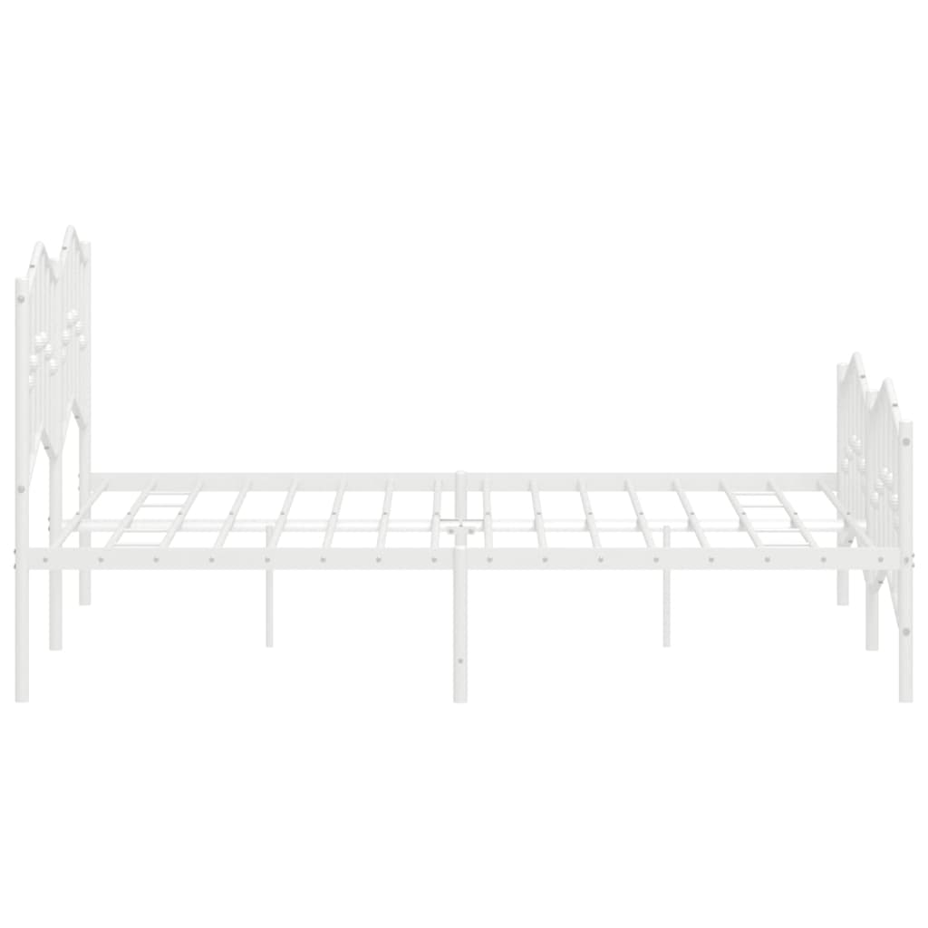 Bed frame with head and footboard metal white 140x200 cm