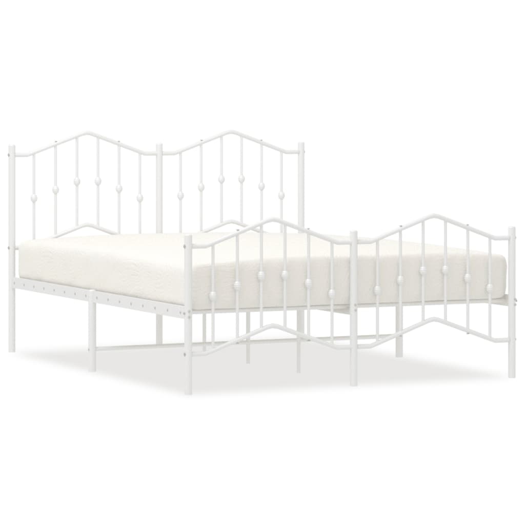 Bed frame with head and footboard metal white 150x200 cm