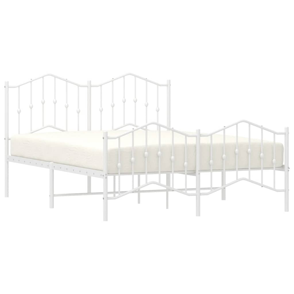 Bed frame with head and footboard metal white 150x200 cm