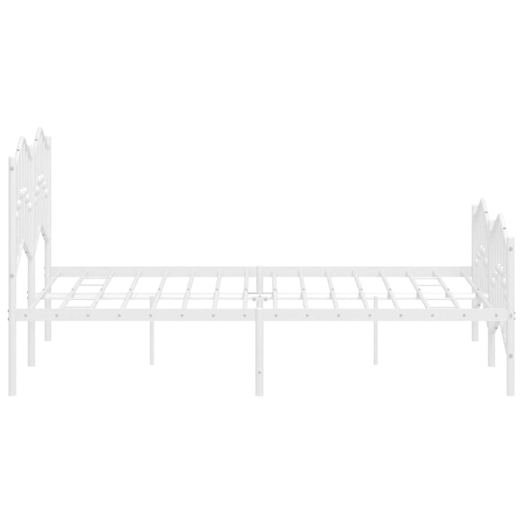 Bed frame with head and footboard metal white 150x200 cm