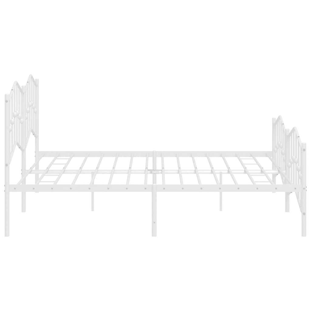 Bed frame with head and footboard metal white 193x203 cm