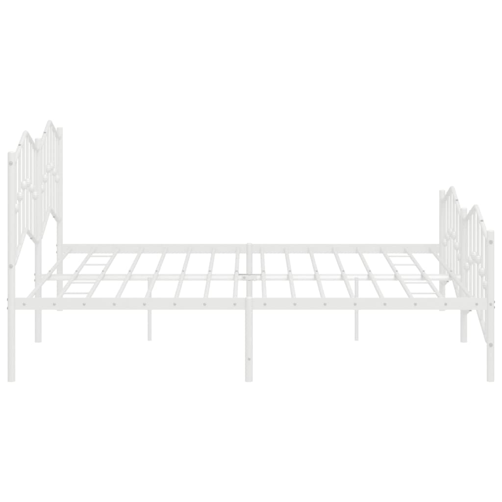 Bed frame with head and footboard metal white 200x200 cm