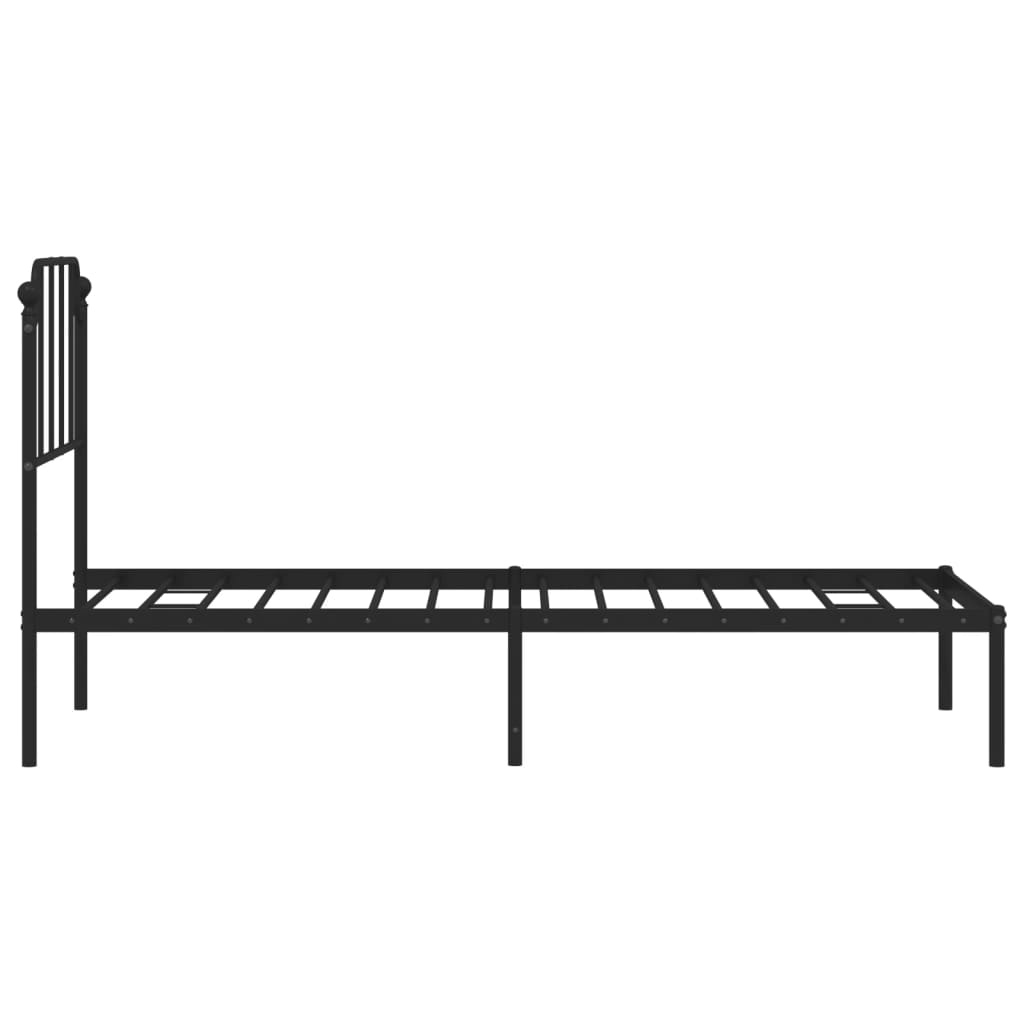 Bed frame with headboard metal black 75x190 cm